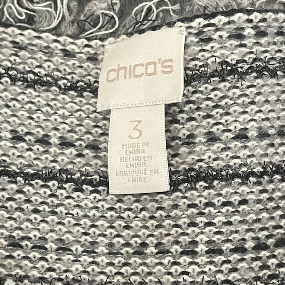 Chico's Tweed Gray/Black Open Cardigan With Lace, Size 3 - Picture 3 of 7